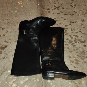 Etienne Aigner Black Over the Knee Boots Sleek Leather Design